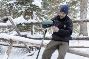 Coffee on the snowshoe trail