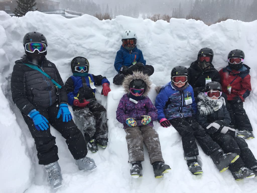 Wyoming family skiing outside Laramie