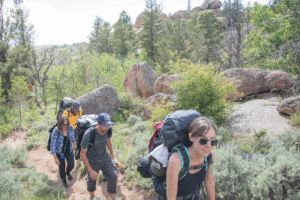 Backpacking on a trail in Wyoming
