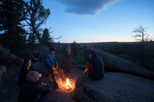 Overnight backpacking campfire near Laramie WY