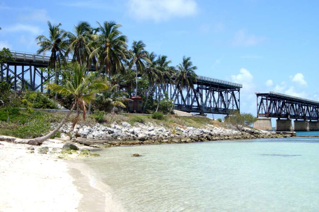 View of Bahia Honda Bridge, from Calusa Beach at Bahia Honda State Park.