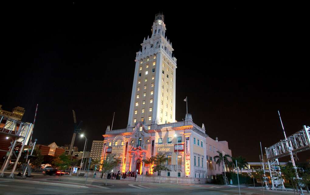 Miami College Dande Freedom Tower at night