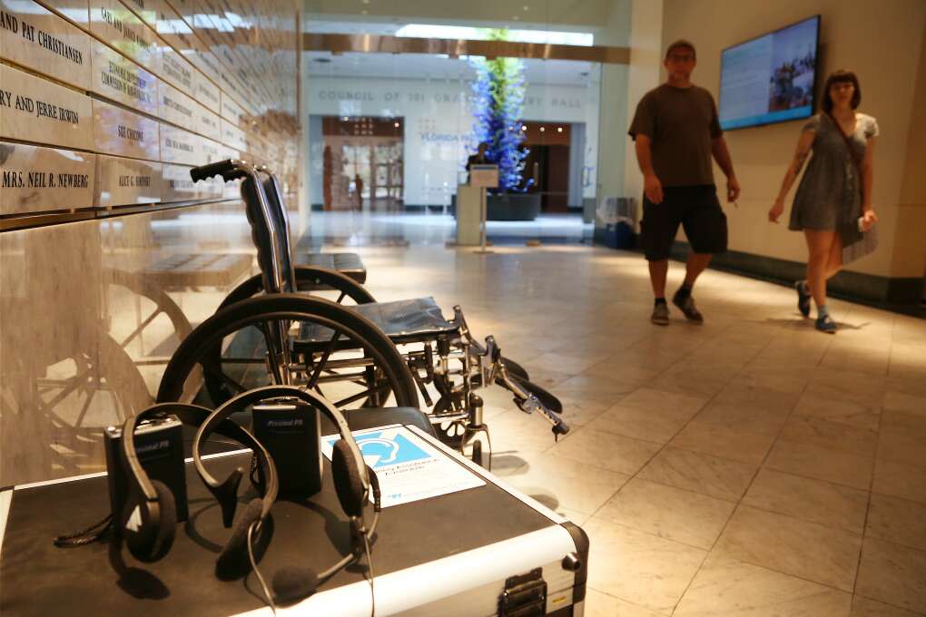 Enhanced listening devices and wheelchairs are available for disabled visitors at the Orlando Museum of Art.