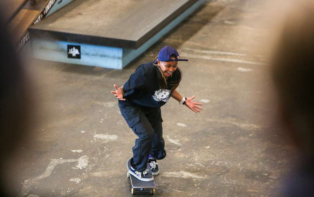 A skateboarder competes in the Tampa Pro, an annual professional skateboard competition in Tampa.