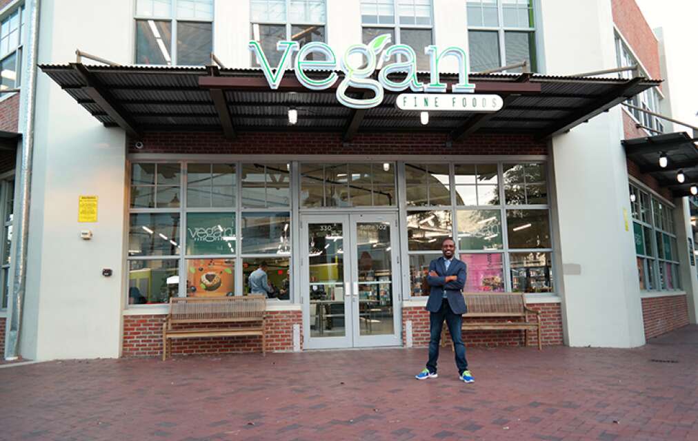 Vegan Fine Foods in fort Lauderdale, exterior with owner