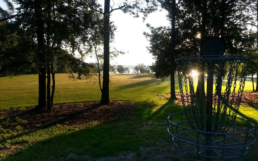 Bill Frederick Park at Turkey Lake in Orlando offers pastoral scenes; this is hole 8 on the Original Course, aka Turkey Lake.