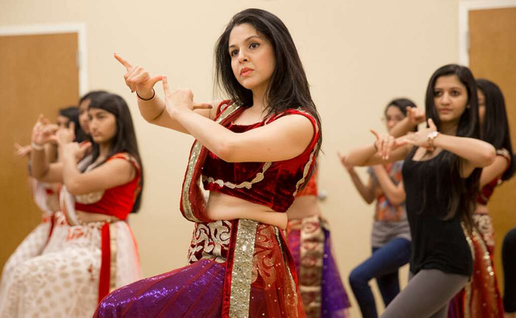 Nirali Choksi, 29, practices for an upcoming performance with C. Studios Inc. students. Choksi has been studying with former Bollywood dancer Chandni since she was a teen.