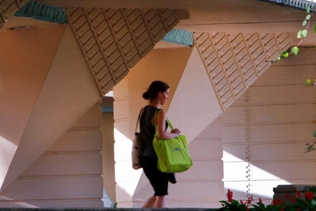 student walking on Florida Southern College