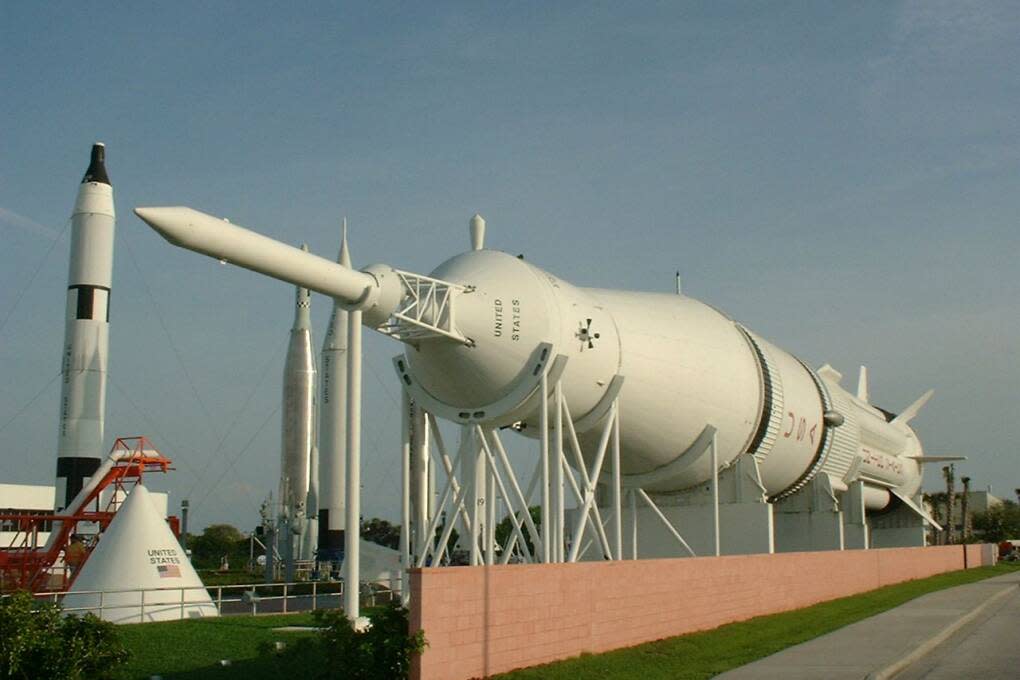 The heritage of American space flight is seen in the Rocket Garden at the Kennedy Space Center.