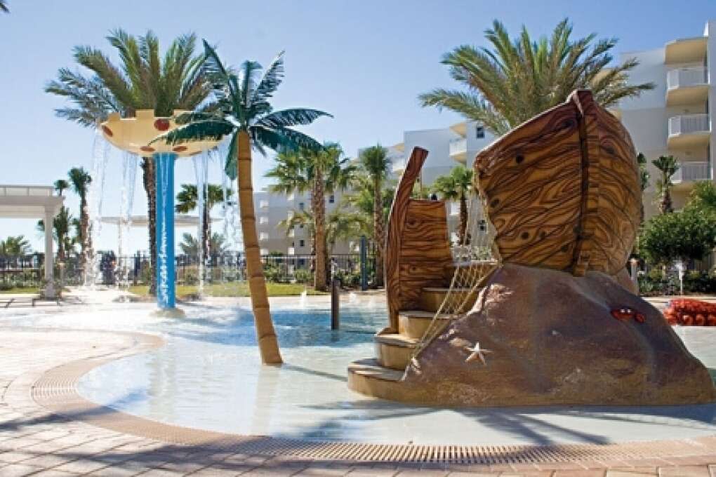 WaterScape's pool area features kids' play areas, cascading waterfalls and a LAY-Z-RIVER.