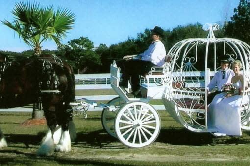 Cinderella coach used by many brides and quinceaÃ±eras