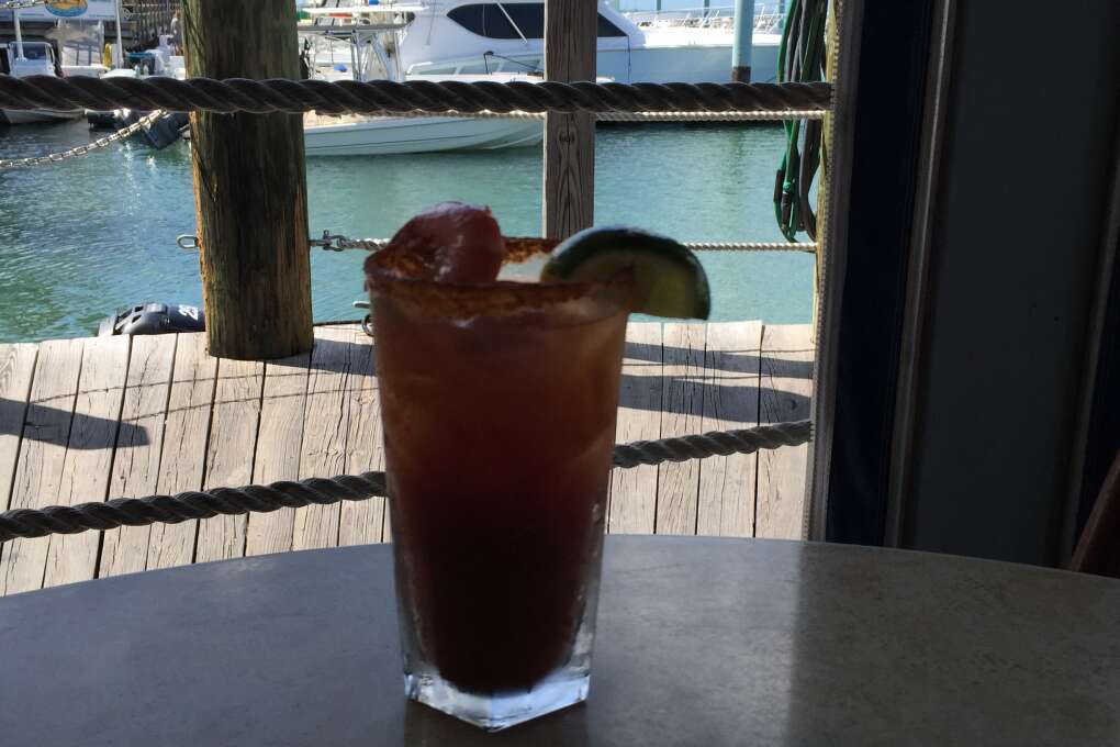 A refreshing cocktail by the bay view