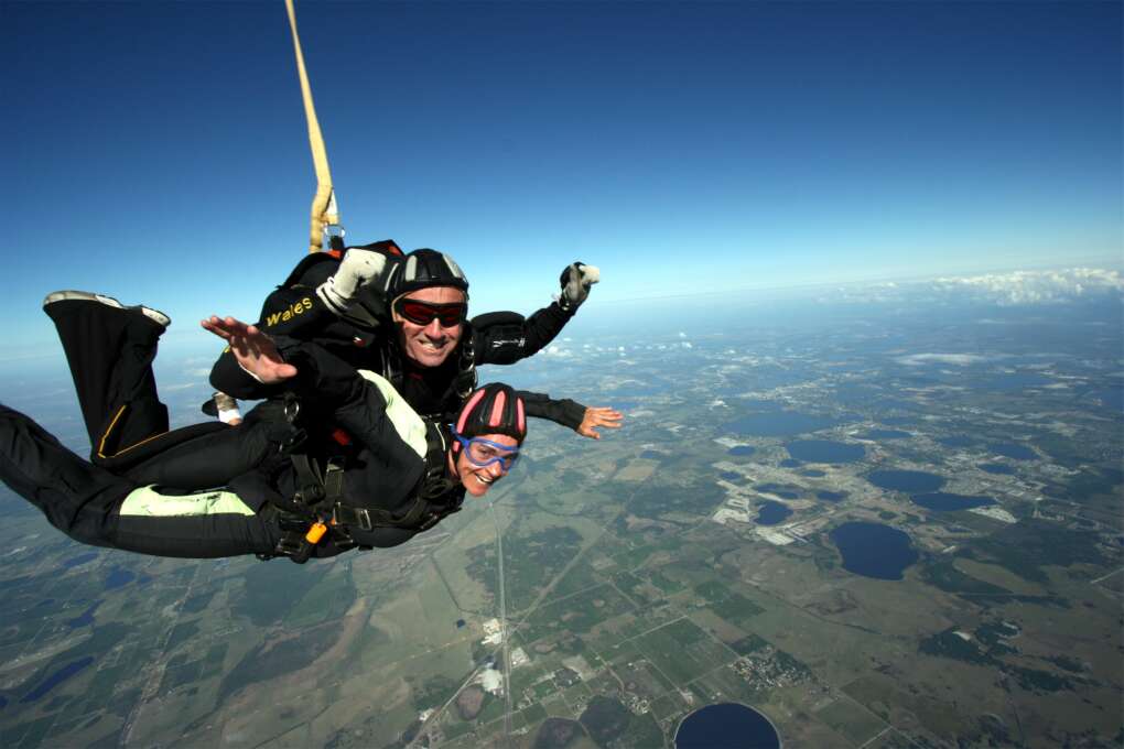 If you're looking for a wake-up call, skydiving will do the trick. This is me and my friend Mario over Lake Wales.
