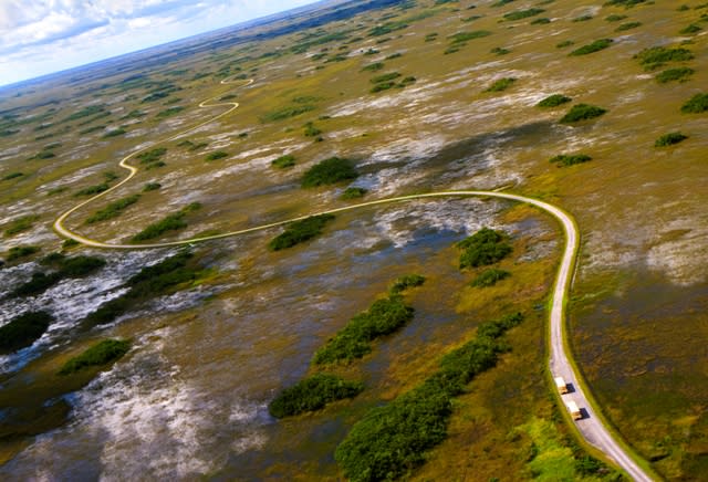 An aerial view of the Everglades National Park