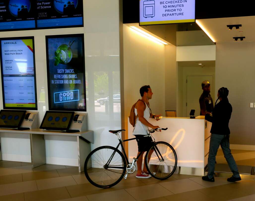 Brightline offers luggage and bicycle storage. 