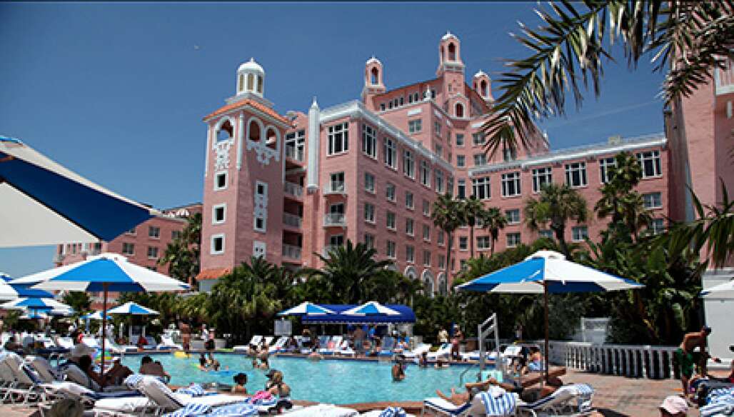 The pool area of the Loews Don CeSar Hotel