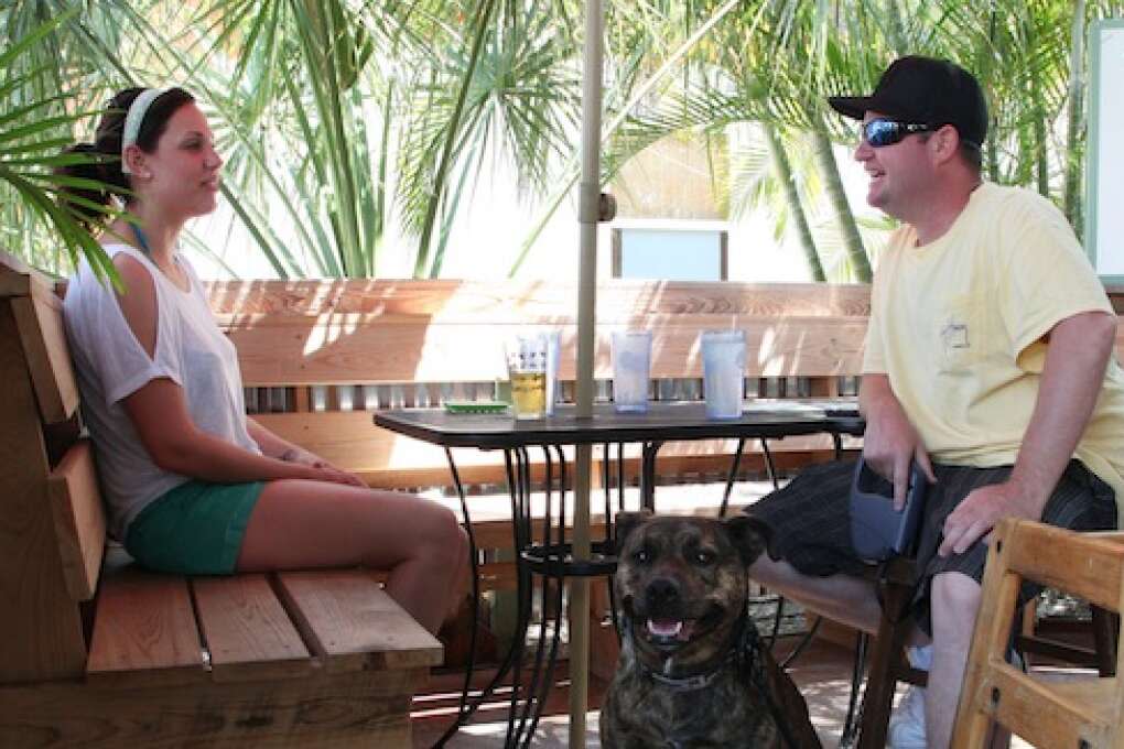 Angela Dedore and Robby Turnbull enjoy an afternoon together at Ricks Reef Bar in St. Pete Beach.