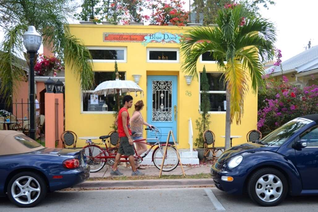 Shops and cafes like the Blue Door Coffee Bar add to the contemporary charm in old downtown Stuart.