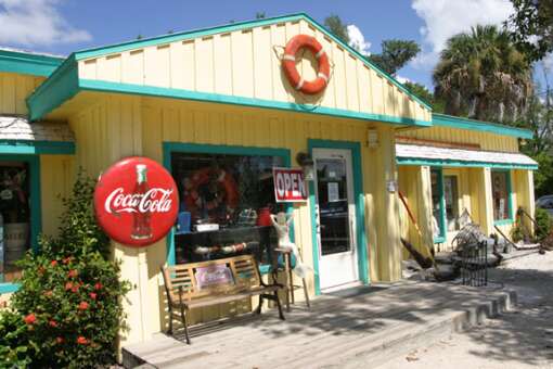 Quirky antique shops, like this one on Periwinkle Way, are Sanibel's treasure troves.
