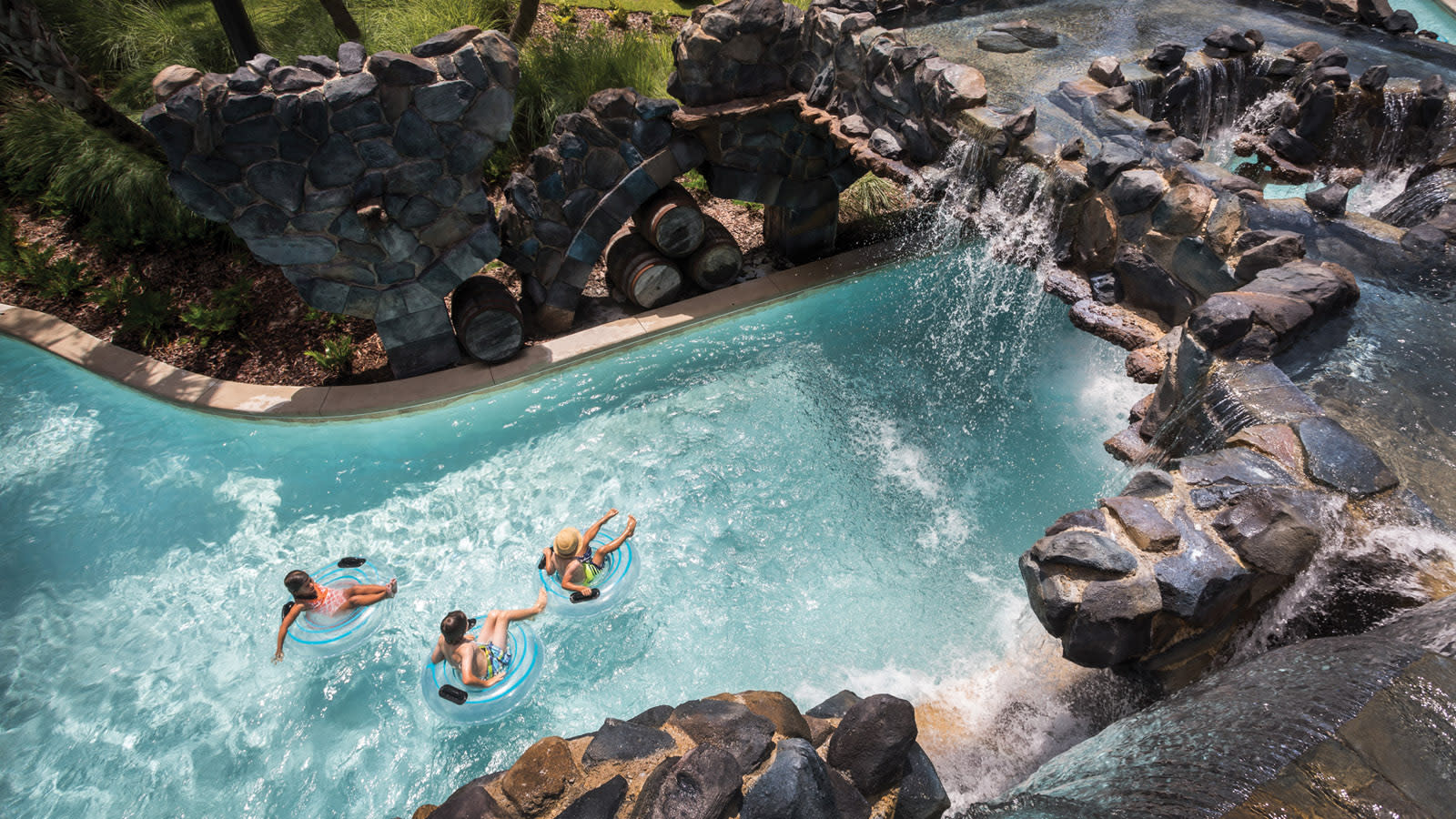 Kids having fun at the lazy river