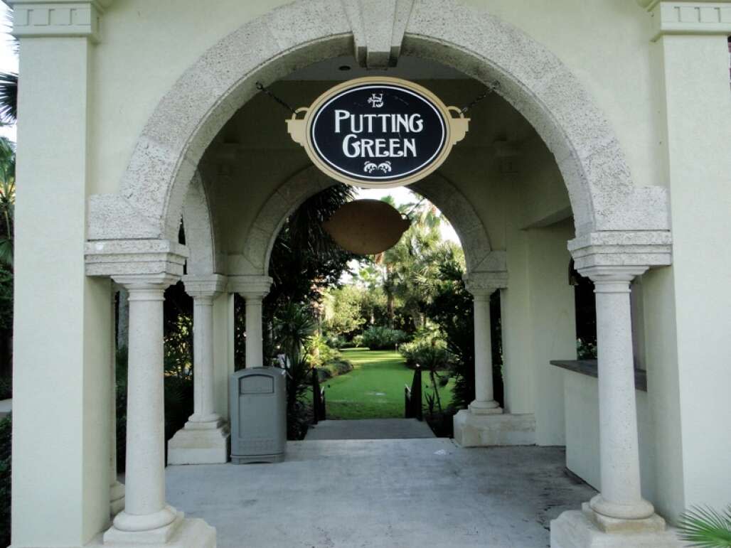 Putting green entrance at the Palm Coast Beach, FL hotel, Hammock Beach Resort. 