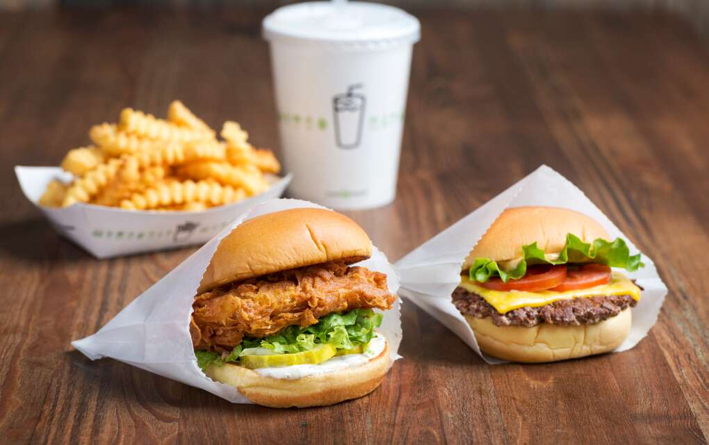 The Shake Shack, burgers, drink and fries