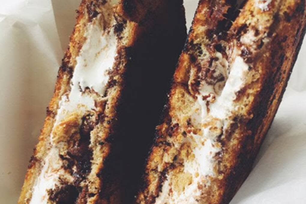 The Happy Grilled Cheese, a food truck in Jacksonville, goes the sweet route with its sandwich made with marshmallow fluff, graham crackers and chocolate.