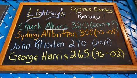 A blackboard from the Lightsey's Seafood Restaurant