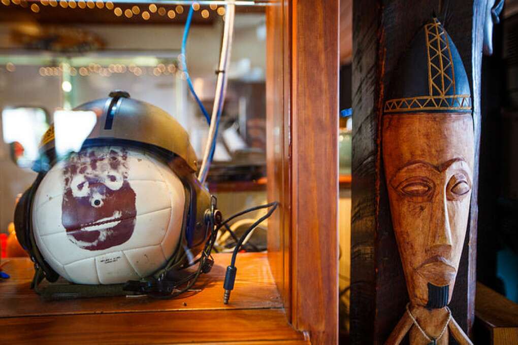 The eclectic décor at Lost Lagoon Wings & Grill in New Smyrna Beach blends beach, military and island-themed items.