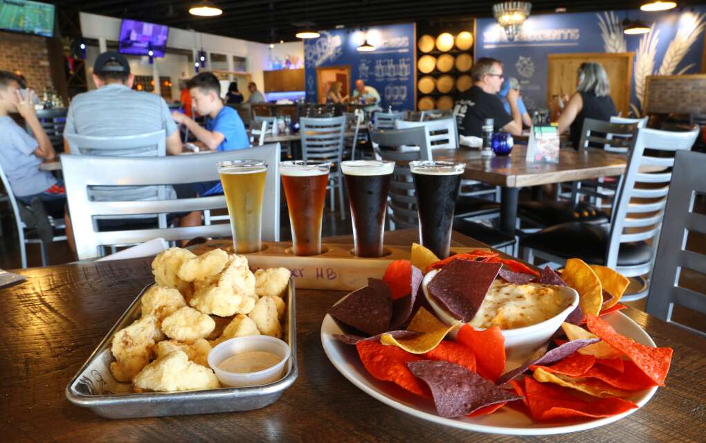 Menu options at Big Blue Brewing in Cape Coral include Fried Cauliflower and Buffalo Chicken Dip. 