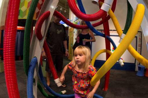 Chelsea Miller plays at the Glazer Children's Museum.