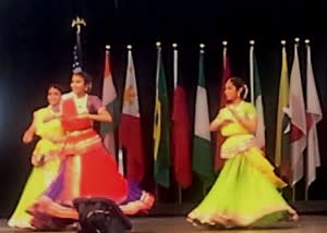 Indian dancers at Indy International Festival sway to music