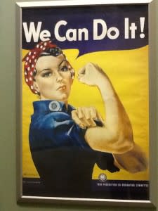 Rosie the Riveter introduces the section of museum dedicated to women who served at home and abroad.