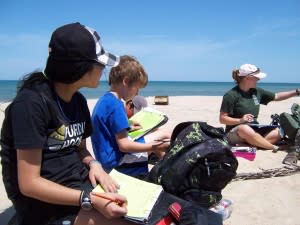 Learning and enjoying the beach at Dunes Learning Center's camp.