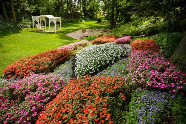 The Quilt Garden at Krider World's Fair Garden in Middlebury also provides easy access to the Pumpkinvine Nature Trail. (Photo Courtesy Elkhart County, IN CVB)