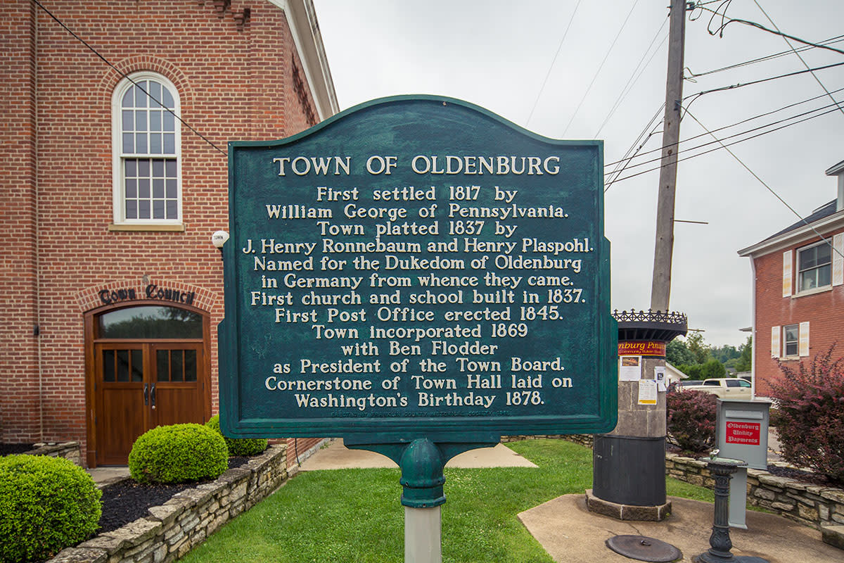 Historical markers help to interpret Oldenburg's history.