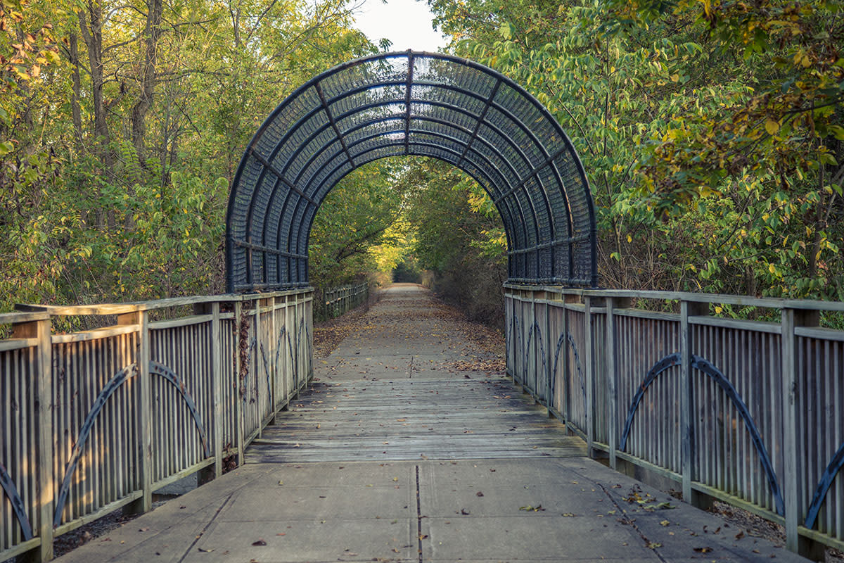 One of several old rail overpasses converted on the trail.