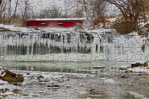 Cataract Falls - Winter, Winter Indiana Jigsaw Puzzles