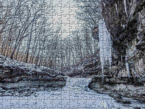 McCormick's Creek Canyon Falls, Winter Indiana Jigsaw Puzzles