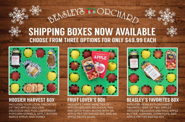 Apple boxes at Beasley's Orchard