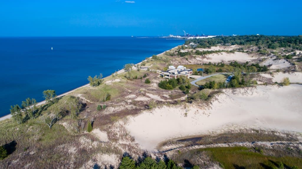 Aerial view of West Beach at Indiana Dunes National Park