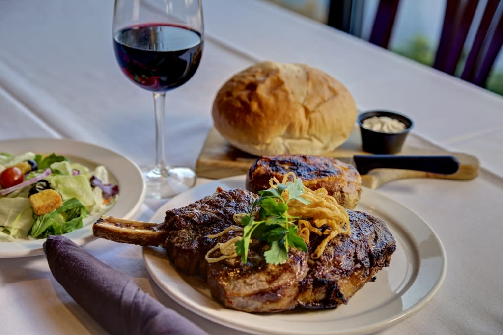 Steak and wine dinner