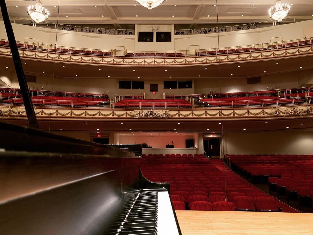 Photo by user kgerstein, caption reads #viewacrossthekeyboard at #cheneryauditorium. It was a joy to once again play for the incredible @gilmorefestival audience. One cannot replace a great artist, such as Murray Perahia, so it was an honor to step in to play a recital in his place. #gilmorekeyboardfestival #gilmoreartist #steinwayandsons