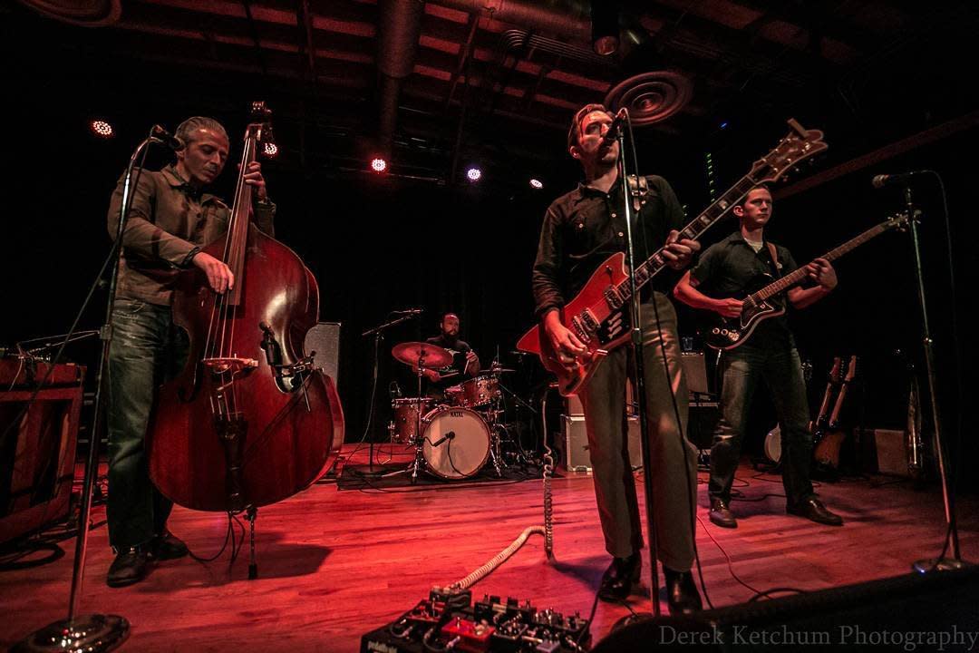 Photo by user ketchumphotos, caption reads #jdmcpherson from Friday night's show at @bellsbrewery #Eccentriccafe in the back room -- check out more photos from the weekend over at localspins.com @localspins #concertphotography #Kalamazoo #bellsbrewery #localspins #rockabilly @jdmcphersonpix