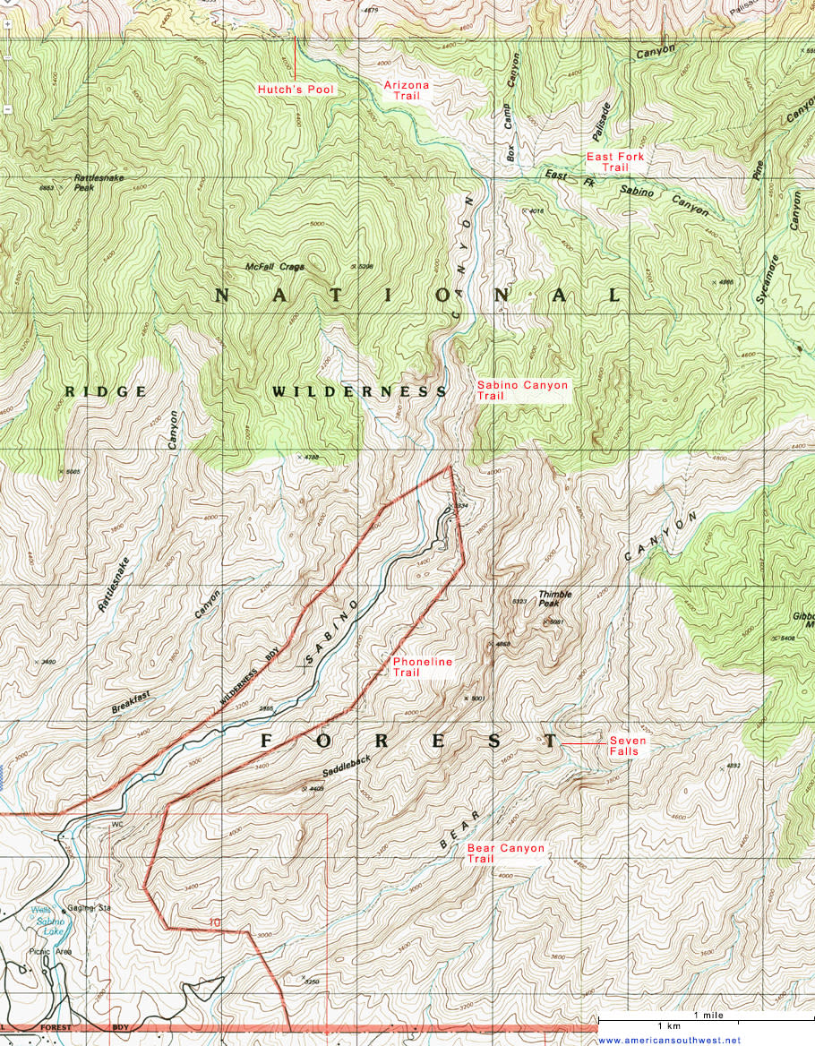 Sabino Canyon Trail Map Pdf Sabino Canyon Recreation Area