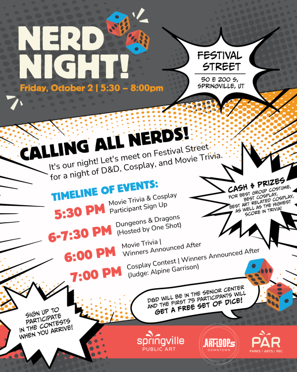 Art City Sidewalk Sessions: Nerd Night | Springville, UT Art City Sidewalk Sessions: Nerd Night | Springville, UT