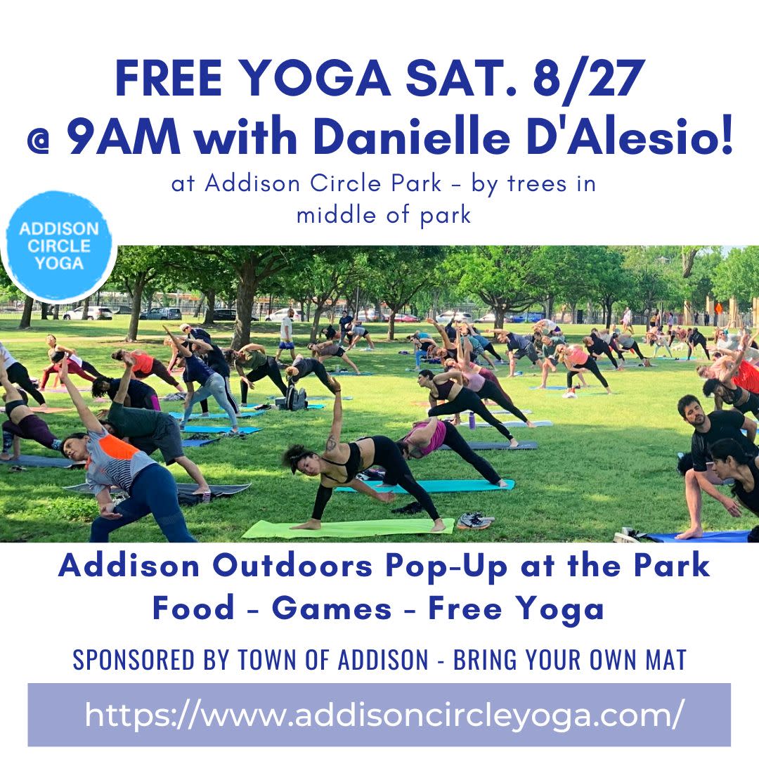 Addison Outdoors Pop Up Yoga Event