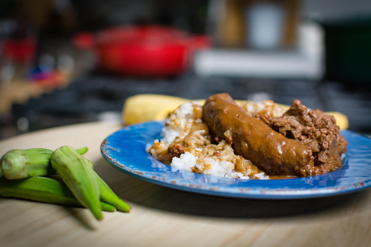 Fresh Sausage Rice & Gravy with Smothered Okra