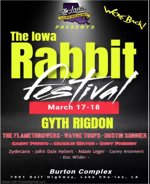 Iowa Rabbit Festival March 16, 2023 March 18, 2023 Lake Charles, LA
