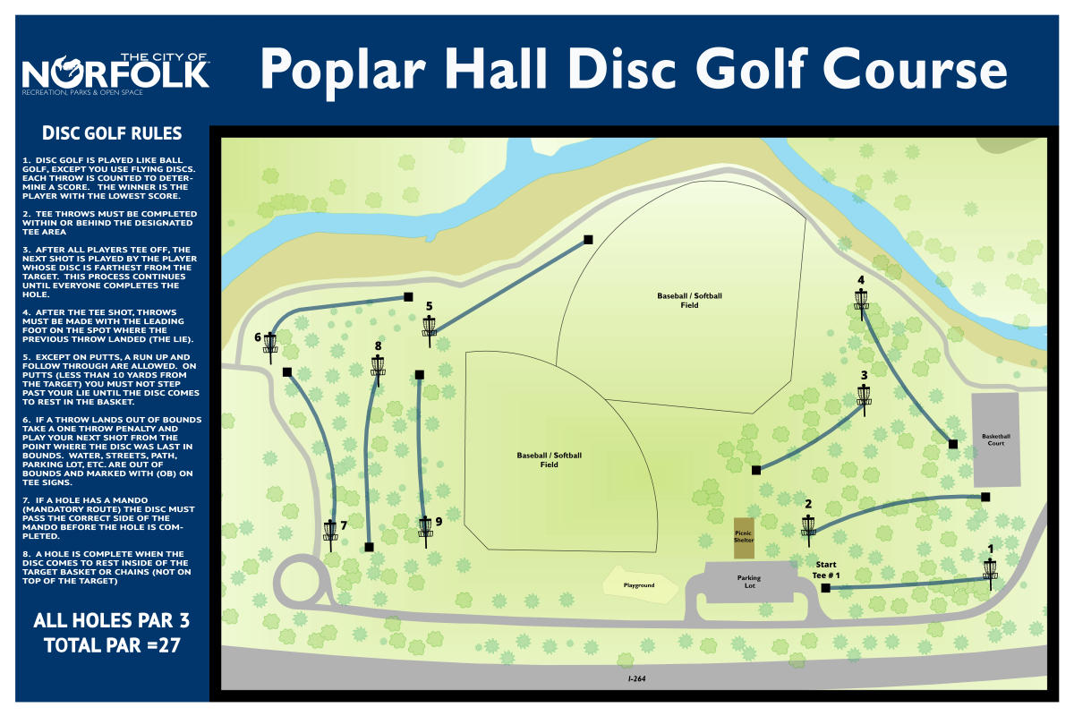 Poplar Hall Park Disc Golf Course Norfolk Va 23502